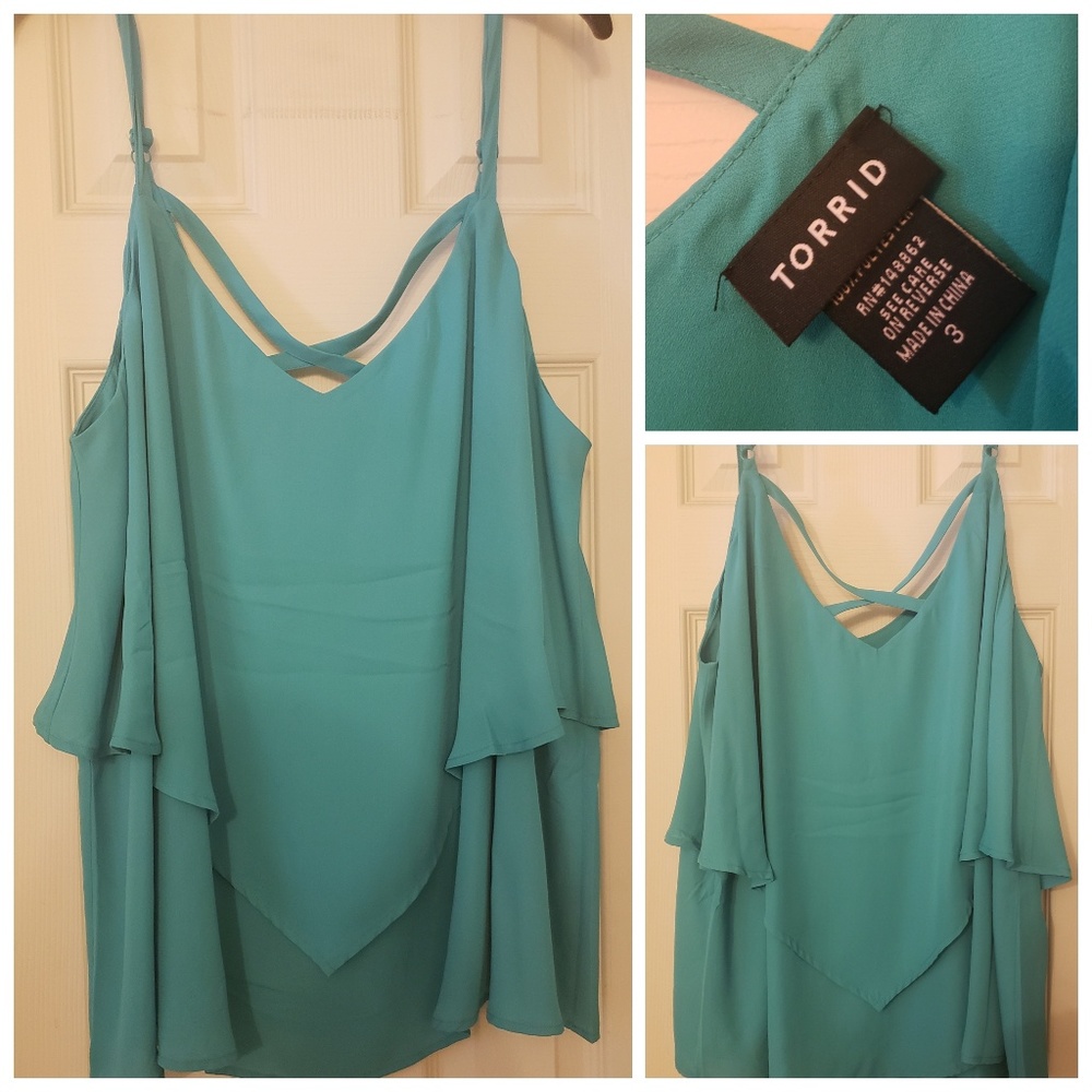 NWOT Torrid Georgette Chiffon Turquoise Tank